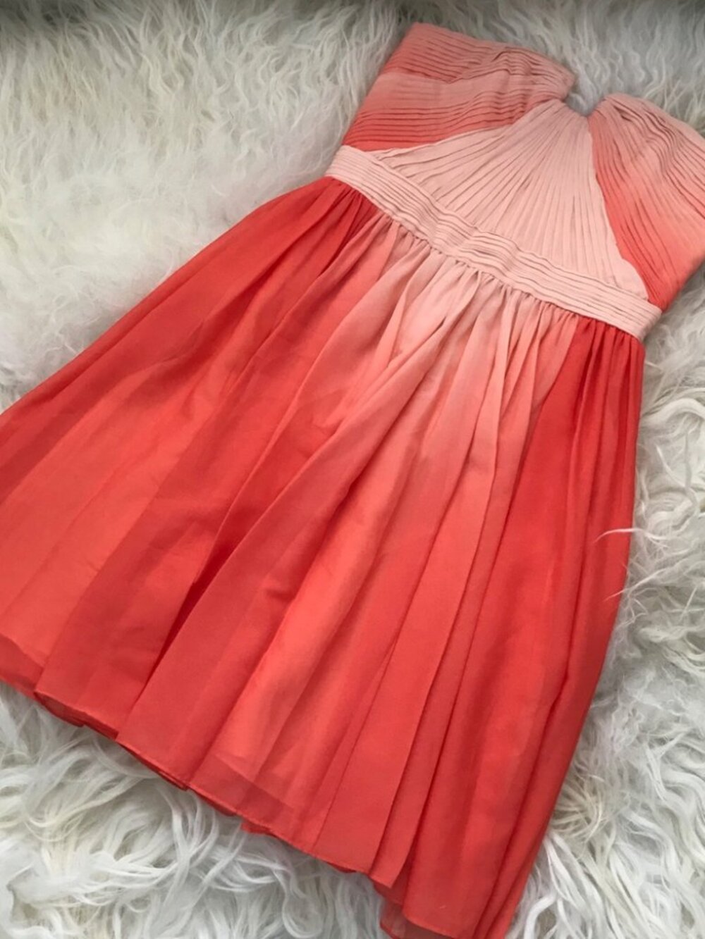 HALSTON HERITAGE Chiffon Ombre Strapless Dress 0061 - Picture 2 of 7